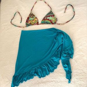 Ondademar Bikini Top Colorful Floral Print with beautiful little details - XS